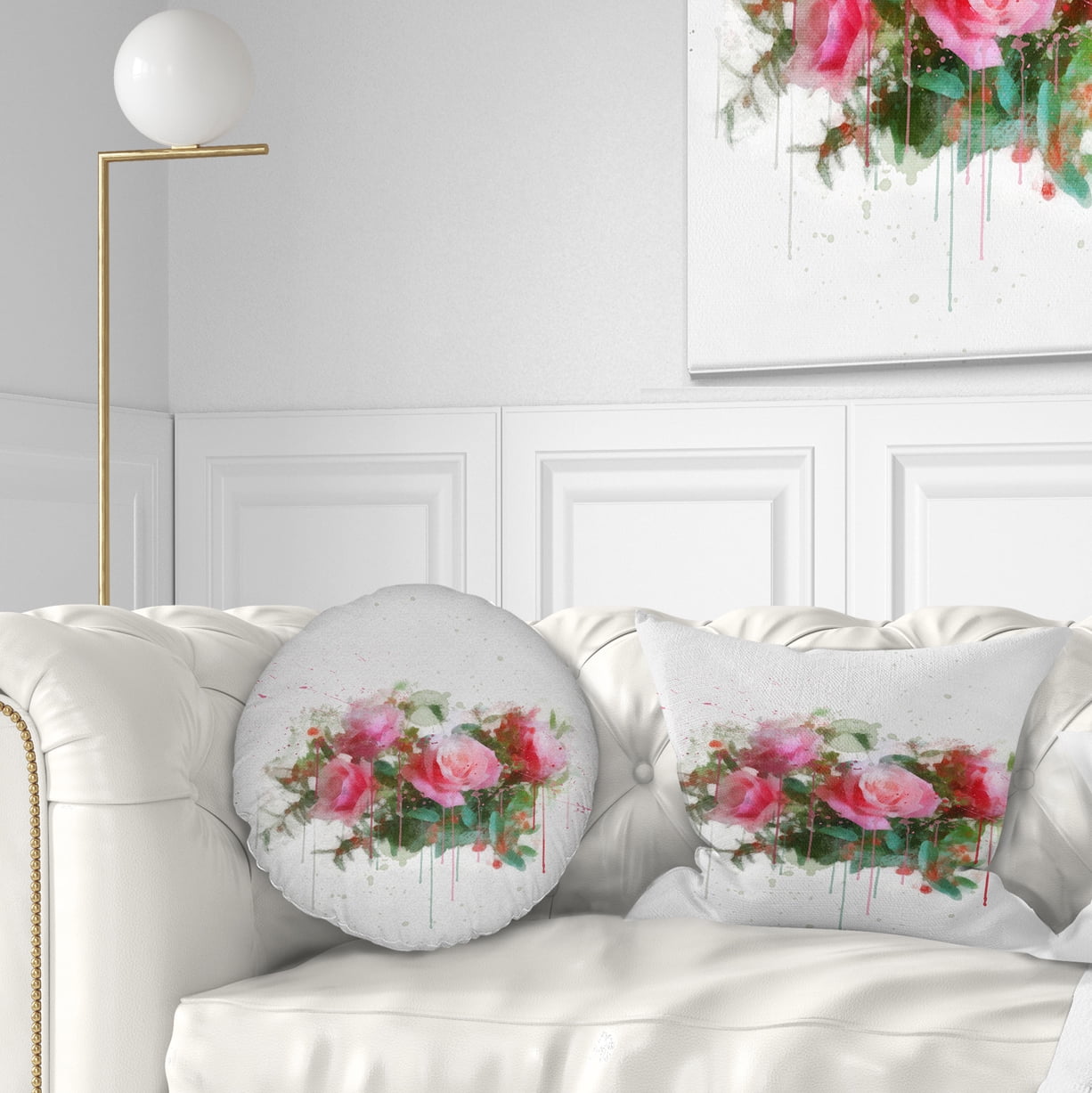 Designart Bunch of Pink Roses Watercolor - Flower Throw Pillow - 12x20