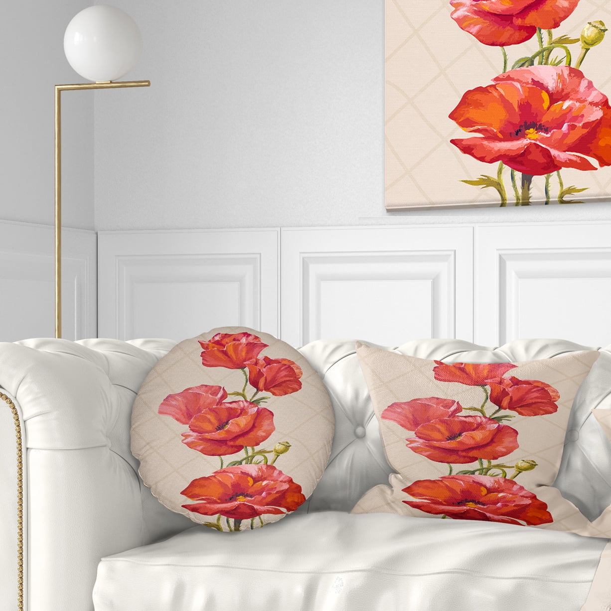 Designart Bunch of Poppies Vector Art - Floral Throw Pillow - 12x20