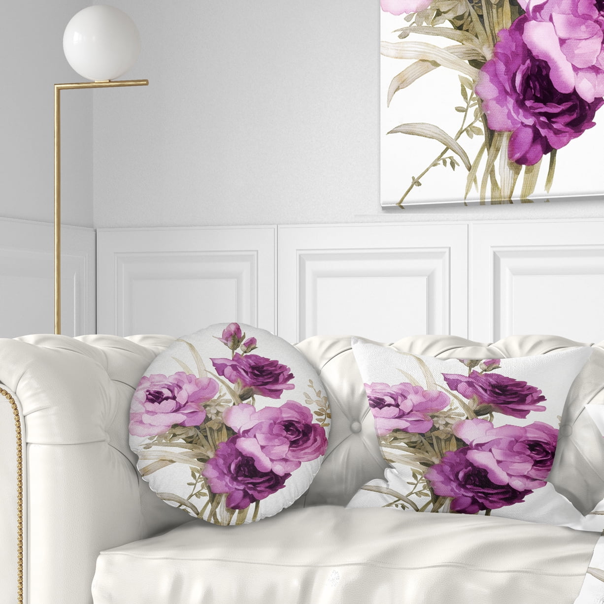 Designart Bunch of Purple Flowers - Floral Throw Pillow - 12x20