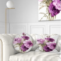 Designart Bunch of Purple Flowers - Floral Throw Pillow - 12x20