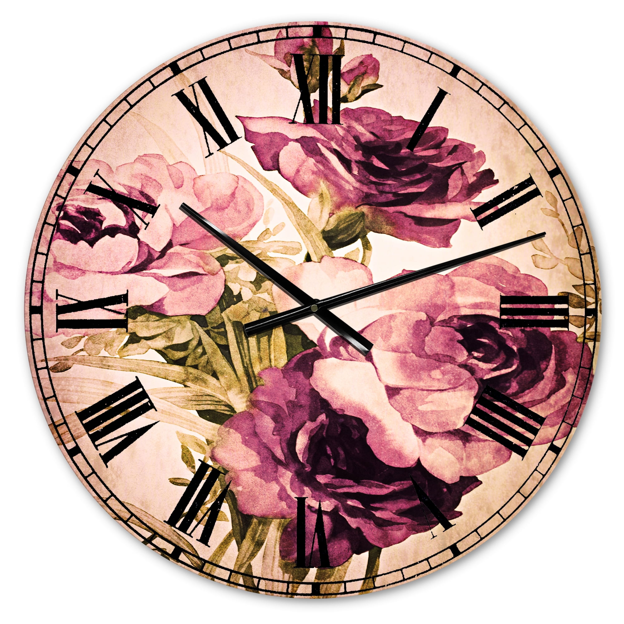 Designart 'Bunch of Purple Flowers' Traditional wall clock