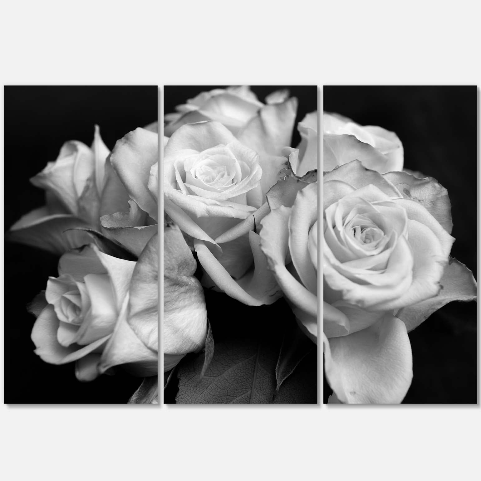 Designart 'Bunch of Roses Black and White ' Floral Art Canvas Print