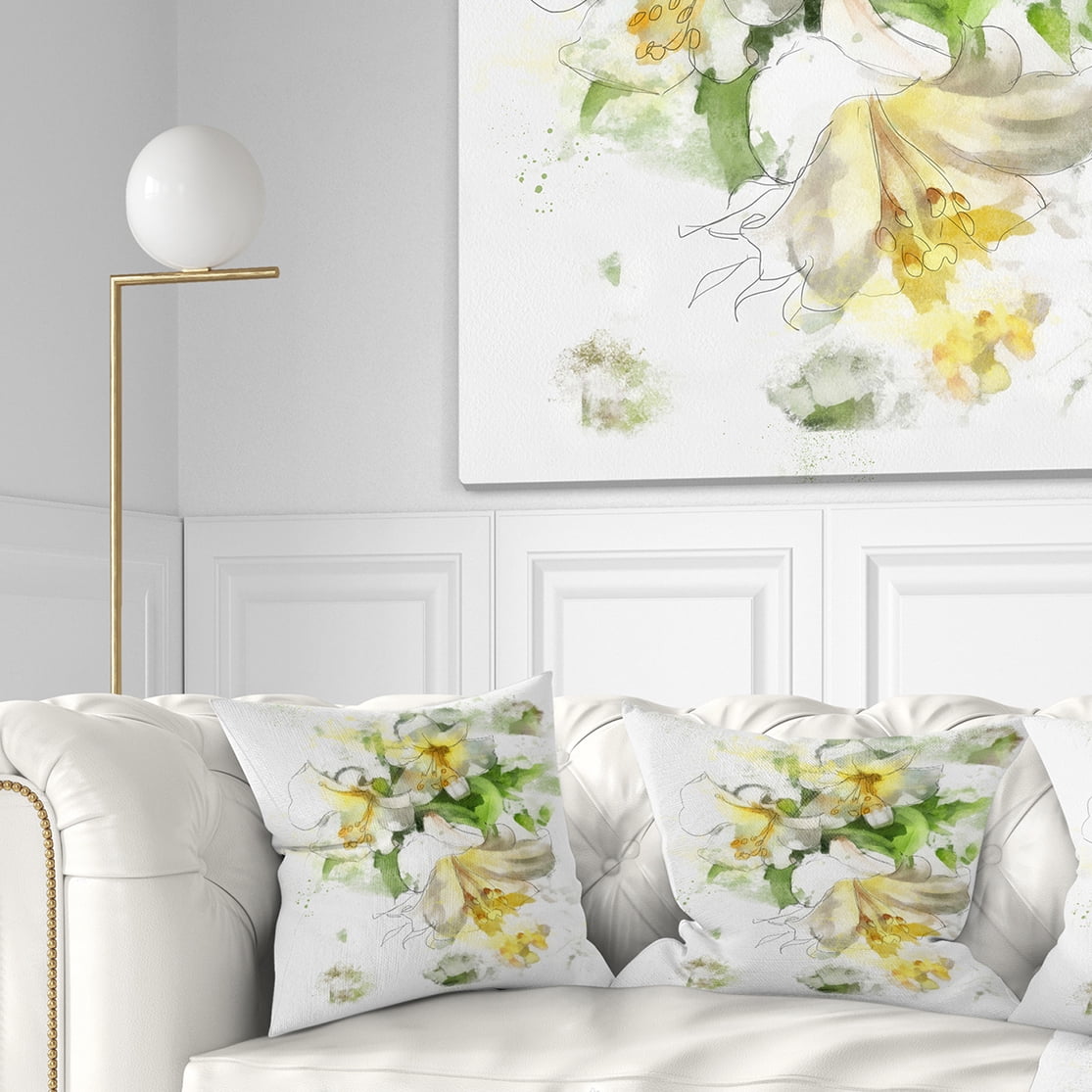 Designart Bunch of Small Flowers Watercolor - Floral Throw Pillow - 16x16