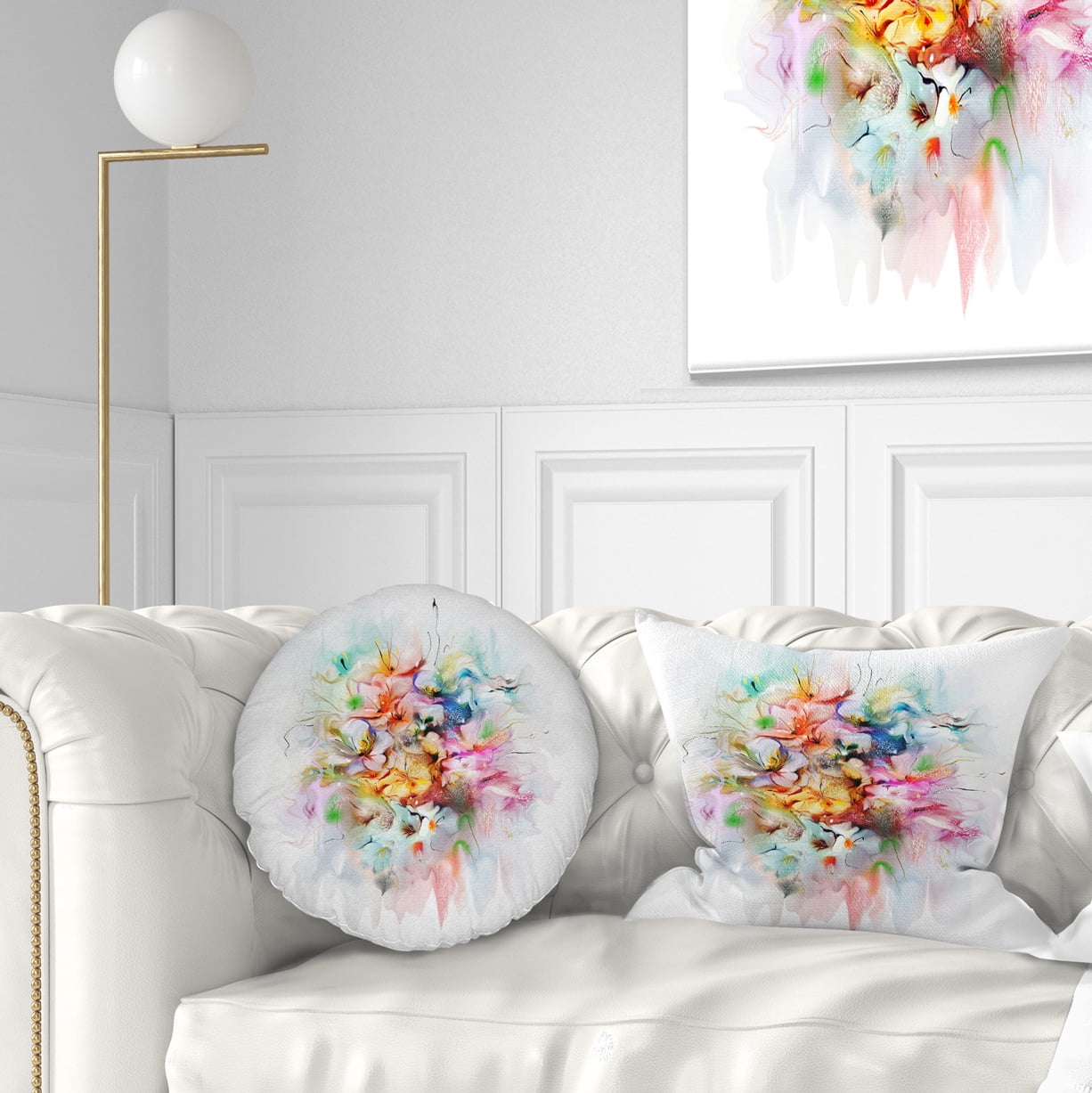 Designart Bunch of Watercolor Flowers - Floral Throw Pillow - 12x20