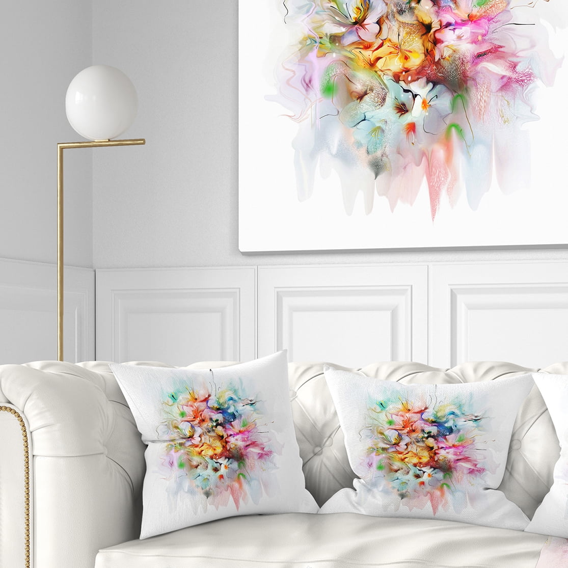 Designart Bunch of Watercolor Flowers - Floral Throw Pillow - 16x16