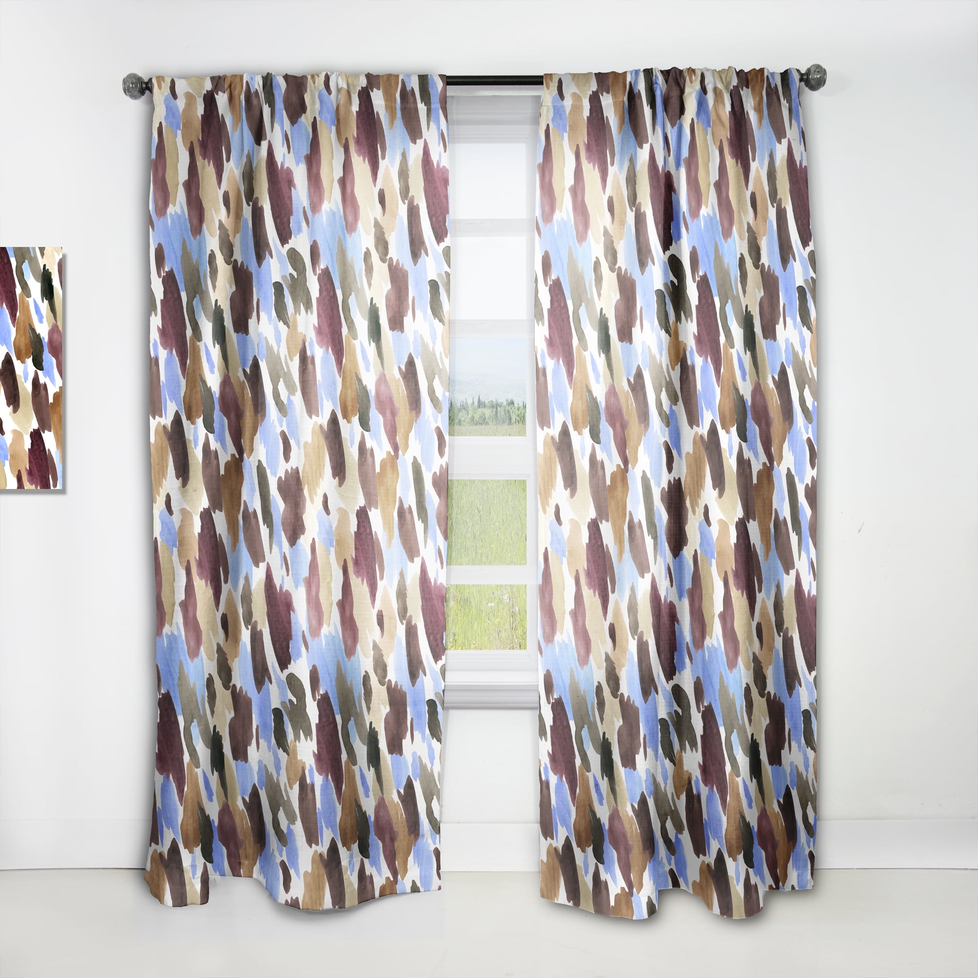 Designart 'Burgundy Brown and Blue Leopard' Modern & Contemporary Curtain Panel