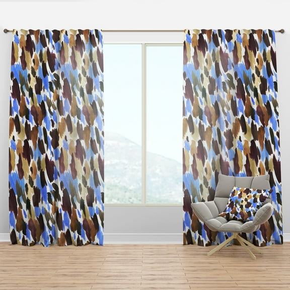 Designart 'Burgundy Brown and Blue Leopard' Modern & Contemporary Curtain Panel