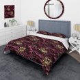 thumbnail image 1 of Designart "Burgundy Floral Elegance In Majesty I" Red Glam Bedding Covert Set - Glam Bed Set With 2 Shams, 1 of 5
