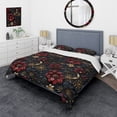 thumbnail image 1 of Designart "Burgundy Floral Elegance In Majesty" Red Glam Bedding Covert Set - Glam Bed Set With 1 Sham, 1 of 5