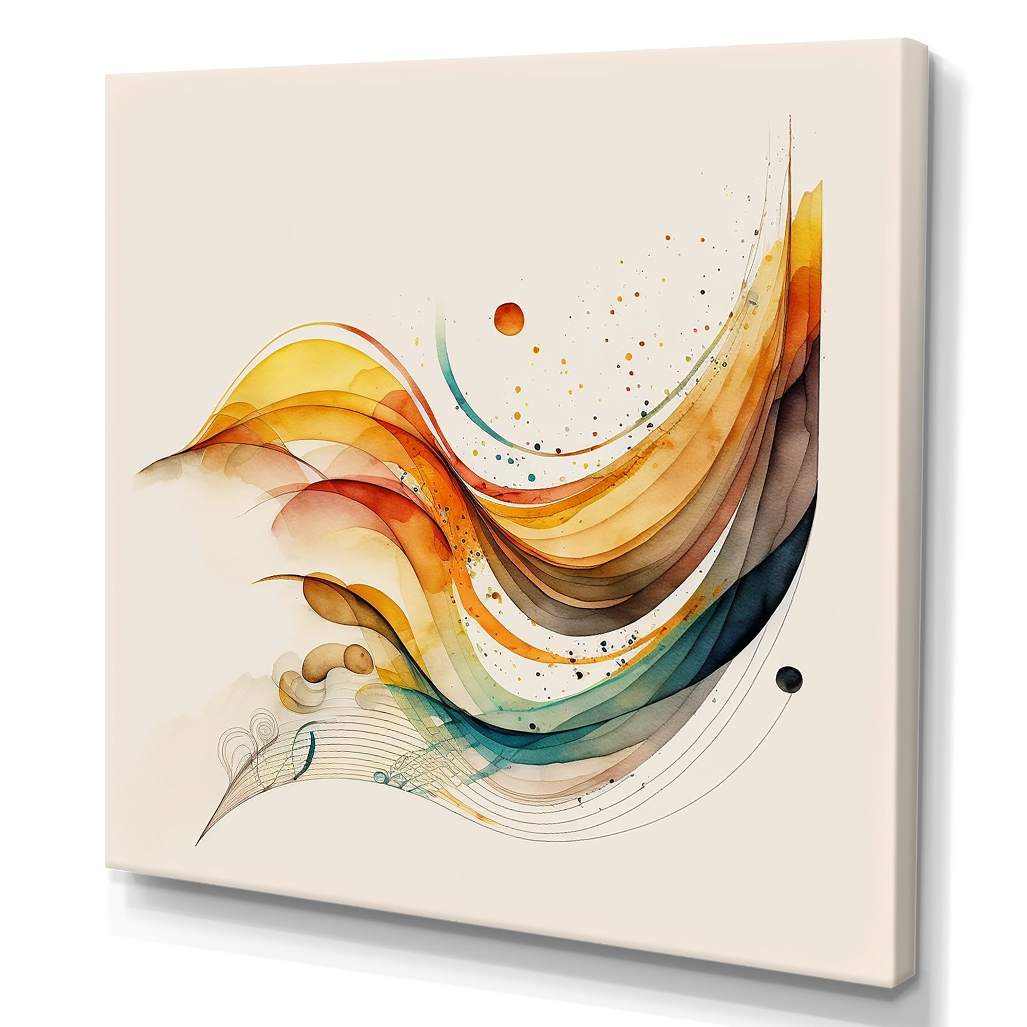 Designart Burnt Orange Waves Abstract II Canvas Wall Art