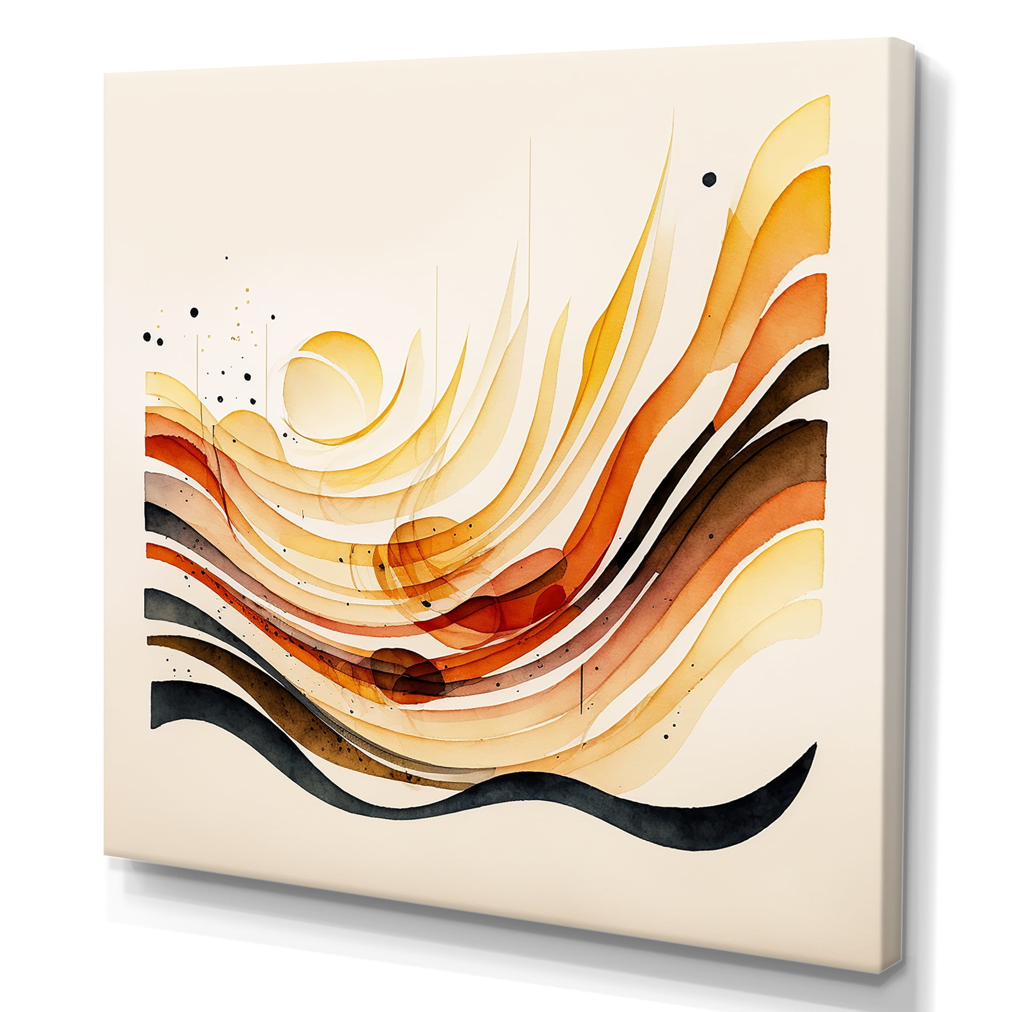 Designart Burnt Orange Waves Abstract IV Canvas Wall Art