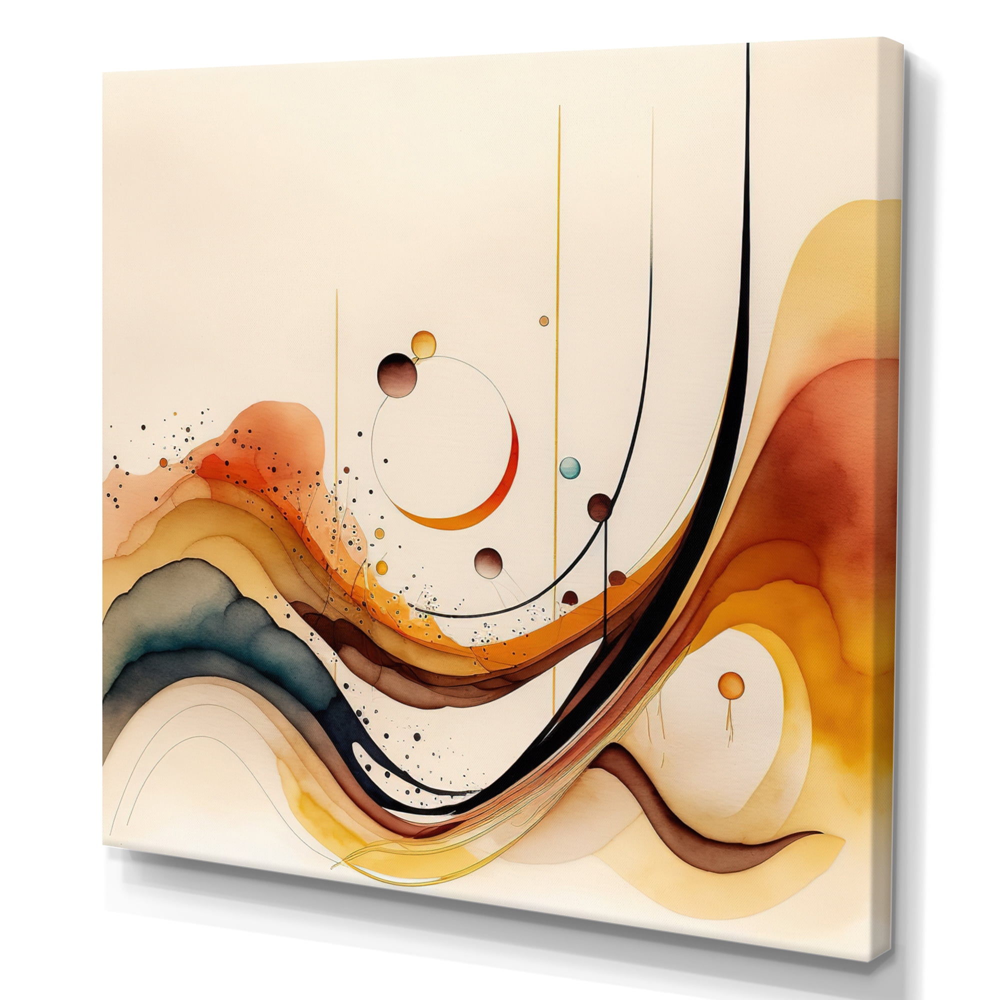 Designart Burnt Orange Waves Abstract V Canvas Wall Art