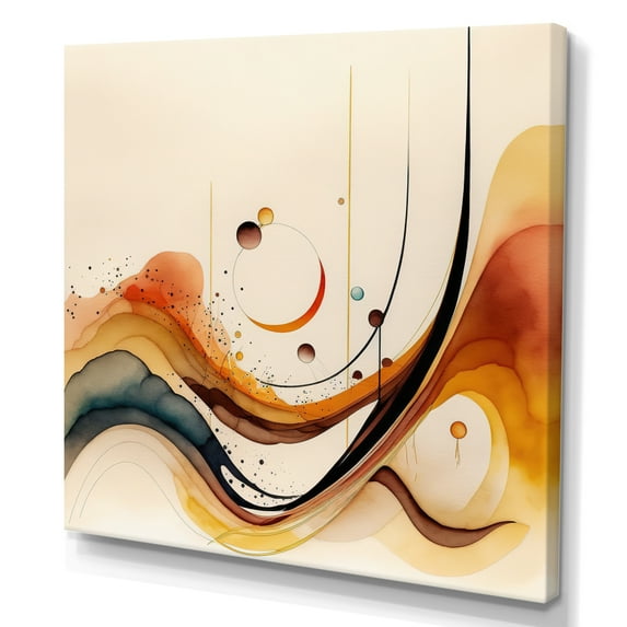 Designart Burnt Orange Waves Abstract V Canvas Wall Art