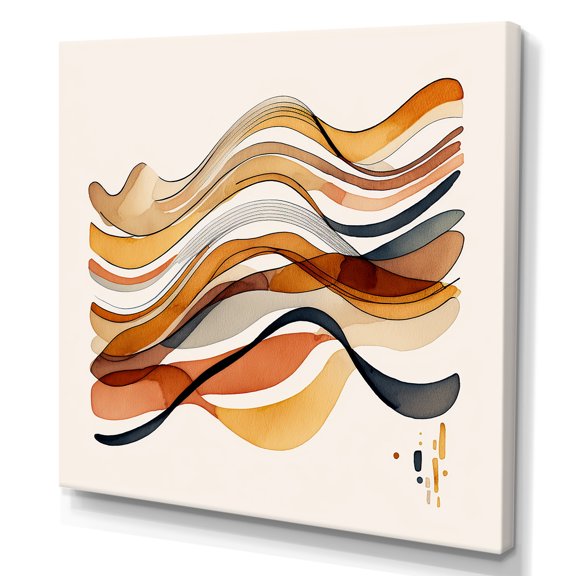 Designart Burnt Orange Waves Abstract VI Canvas Wall Art