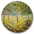 thumbnail image 1 of Designart 'Bushes and Pine Trees In The Forest II' Traditional Circle Metal Wall Art 36x36 - Disc of 36, 1 of 5