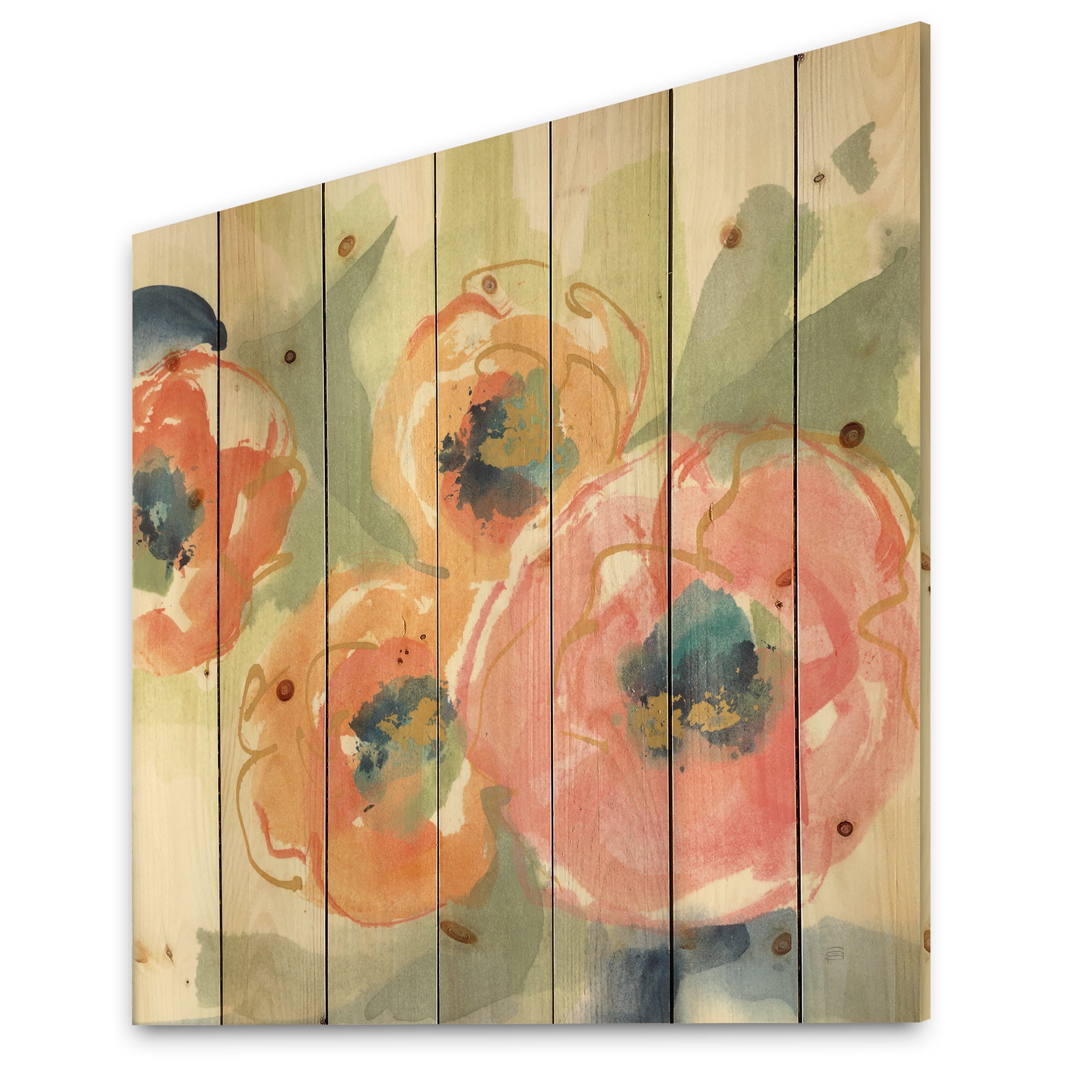 Designart 'Buttercup I' Traditional Print on Natural Pine Wood