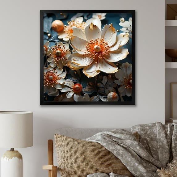 Designart "Buttercups Radiating Sentiments I" Buttercups Picture Framed Canvas Wall Art