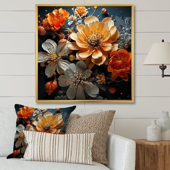 Designart "Buttercups Radiating Sentiments II" Buttercups Floater Framed Canvas Prints