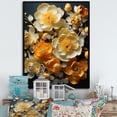 thumbnail image 1 of Designart "Buttercups With Signature Curves" Buttercups Floater Framed Wall Art Living Room, 1 of 5