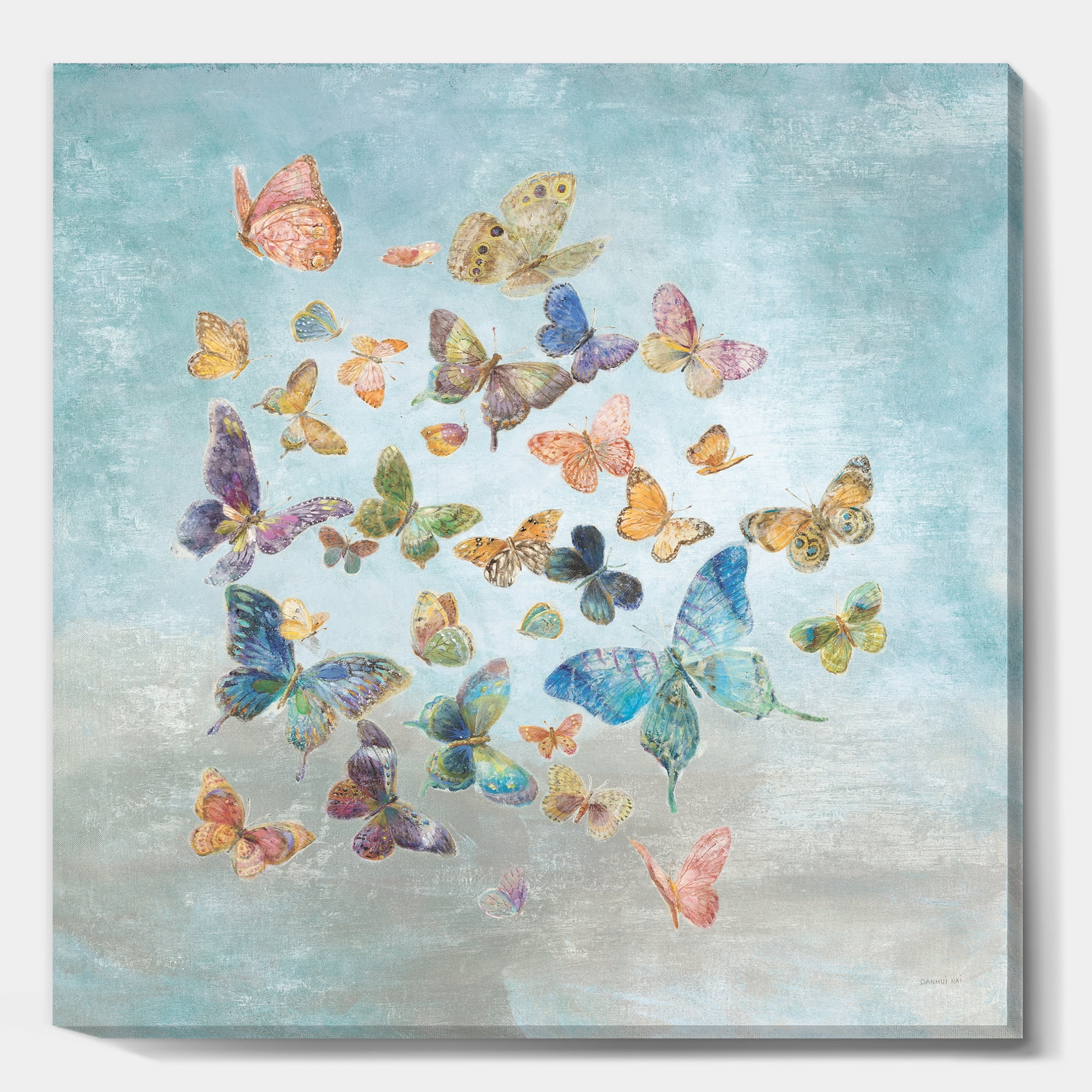 Designart 'Butterflies Dancing I' Wildlife Canvas Artwork