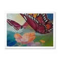 thumbnail image 1 of Designart 'Butterflies On Pink Flowers' Traditional Framed Art Print, 1 of 4