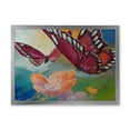 thumbnail image 1 of Designart 'Butterflies On Pink Flowers' Traditional Framed Art Print, 1 of 4