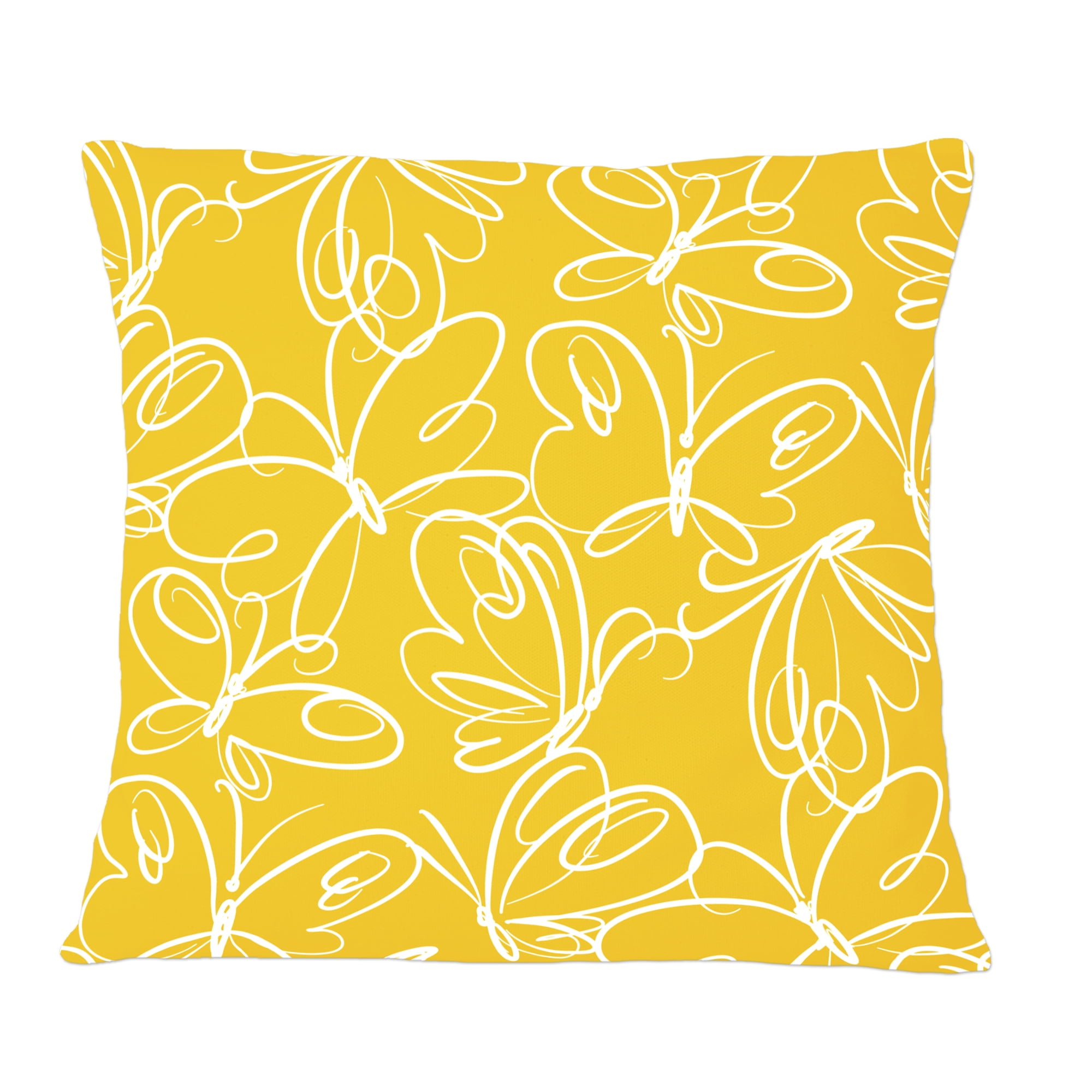 Designart Butterflies hand drawn color pattern' Mid-Century Modern Throw Pillow - 12x20