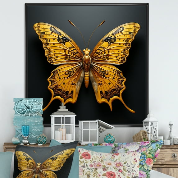 Designart "Butterfly Expressive Liberation" Animals Butterfly Floater Framed Canvas Art Print