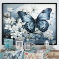 thumbnail image 1 of Designart "Butterfly Reflection Blue White" Animals Floater Framed Wall Decor, 1 of 7