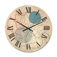 thumbnail image 1 of Designart 'Butterfly With One Line Drawing On Cubism Shapes I' Modern Wood Wall Clock, 1 of 5