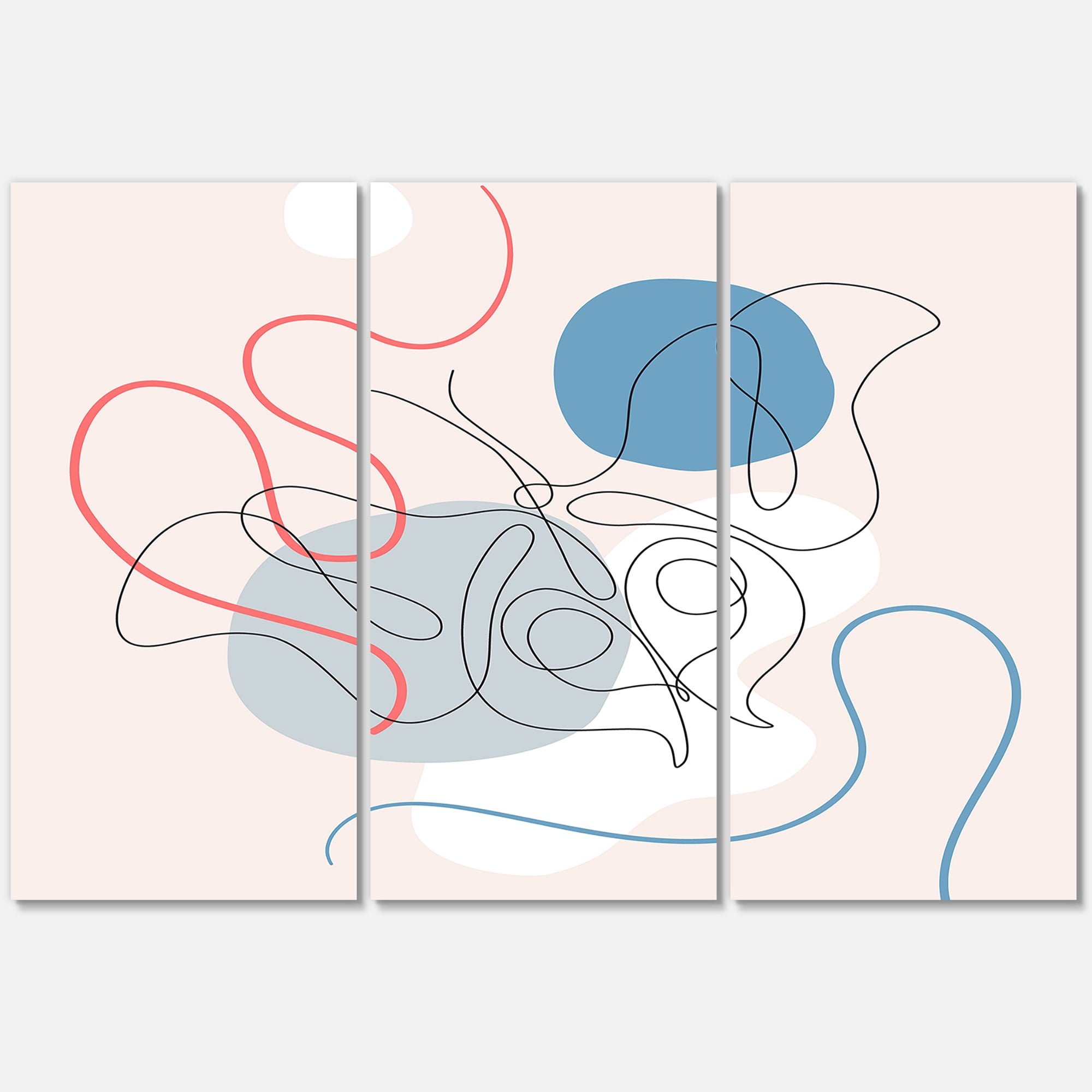 Designart ' Butterfly With One Line Drawing On Cubism Shapes II ' Modern Canvas Wall Art Print