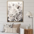 thumbnail image 1 of Designart "Buzzing Bees and Flowers in White and Black II" Animals Framed Wall Art - Modern White Insects & Bugs Hallway Framed Wall Art Decor, 1 of 6