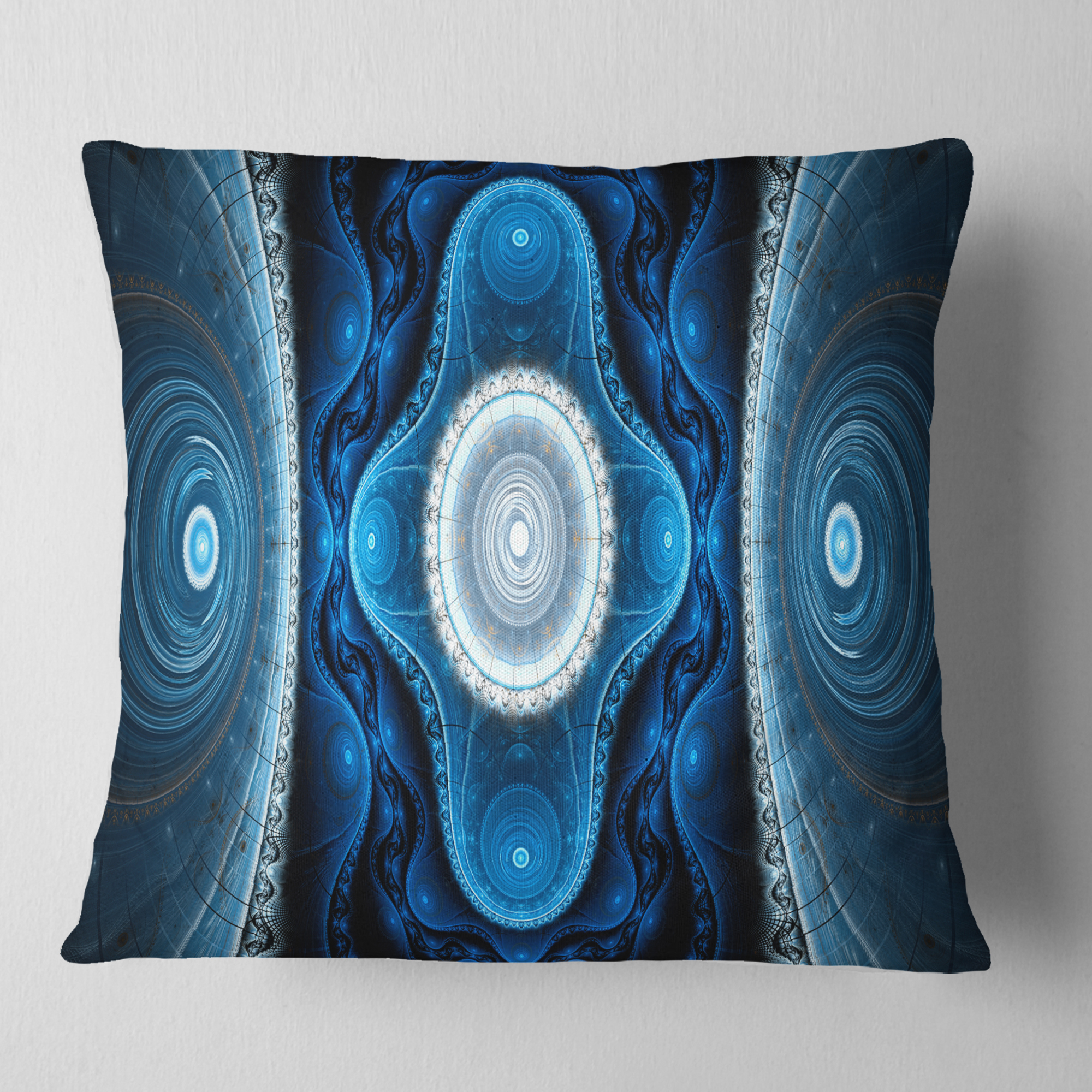 Designart Cabalistic Blue Fractal Design - Abstract Throw Pillow - 18x18
