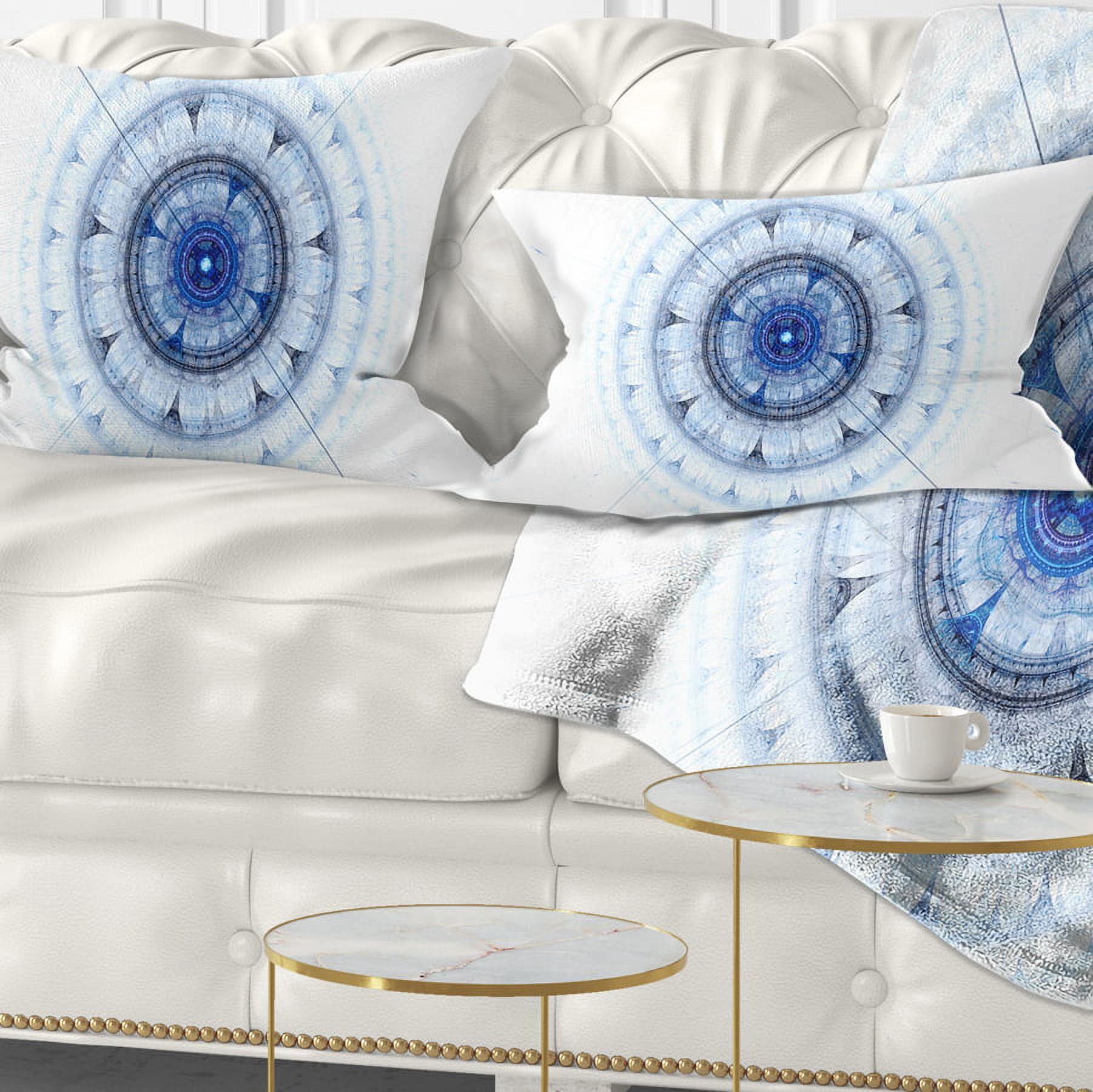 Designart Cabalistic Blue Fractal Sphere - Abstract Throw Pillow - 12x20