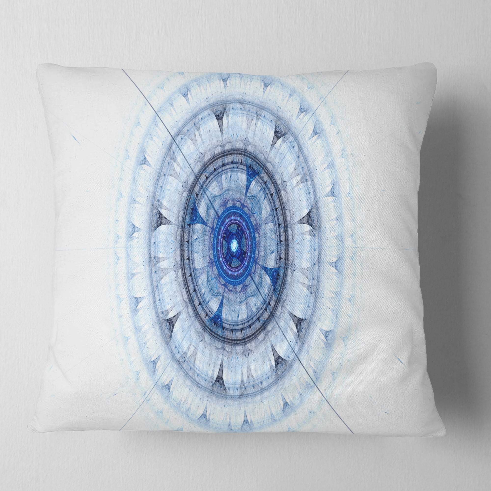 Designart Cabalistic Blue Fractal Sphere - Abstract Throw Pillow - 18x18