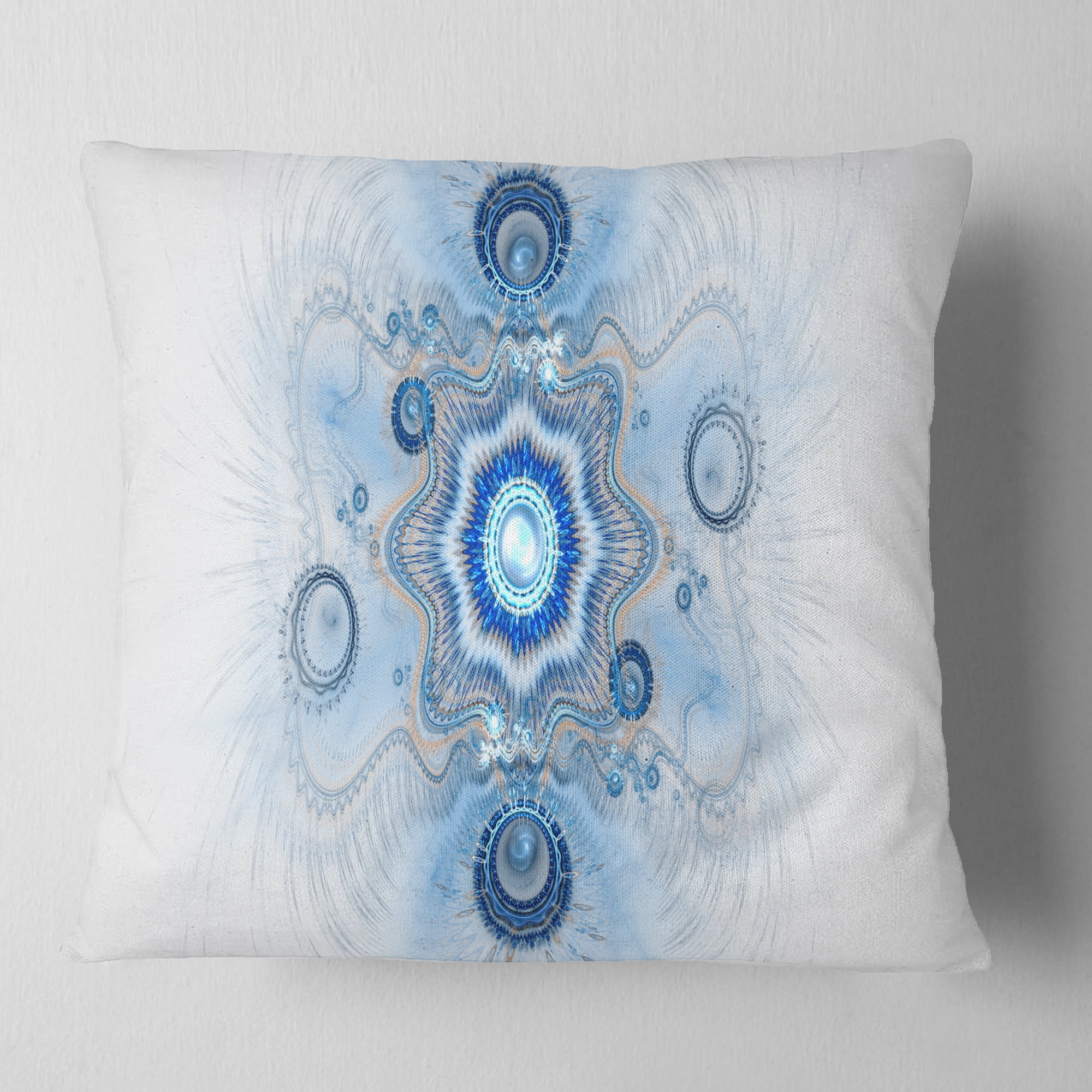 Designart Cabalistic Blue Star Flower - Abstract Throw Pillow - 16x16