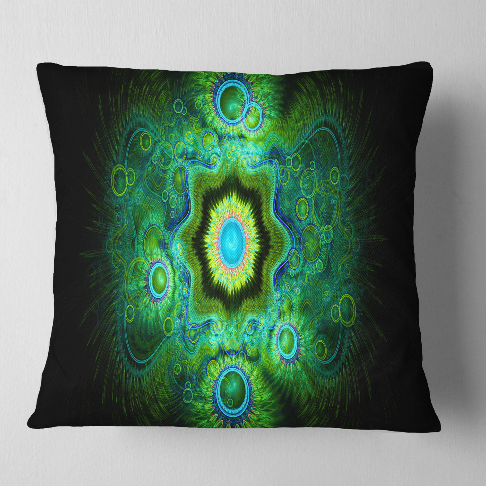 Designart Cabalistic Bright Green Texture - Abstract Throw Pillow - 16x16