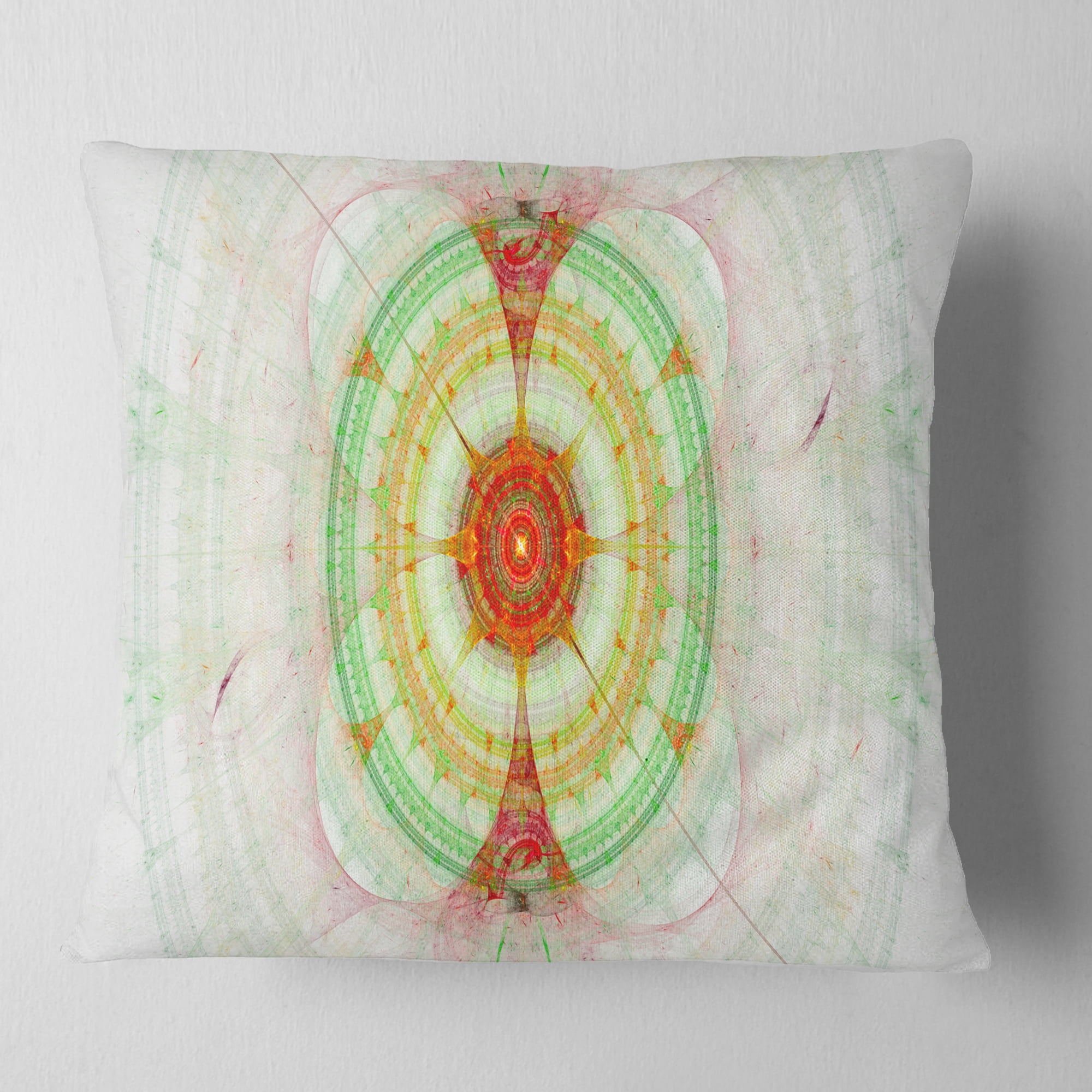 Designart Cabalistic Fractal Green Sphere - Abstract Throw Pillow - 18x18