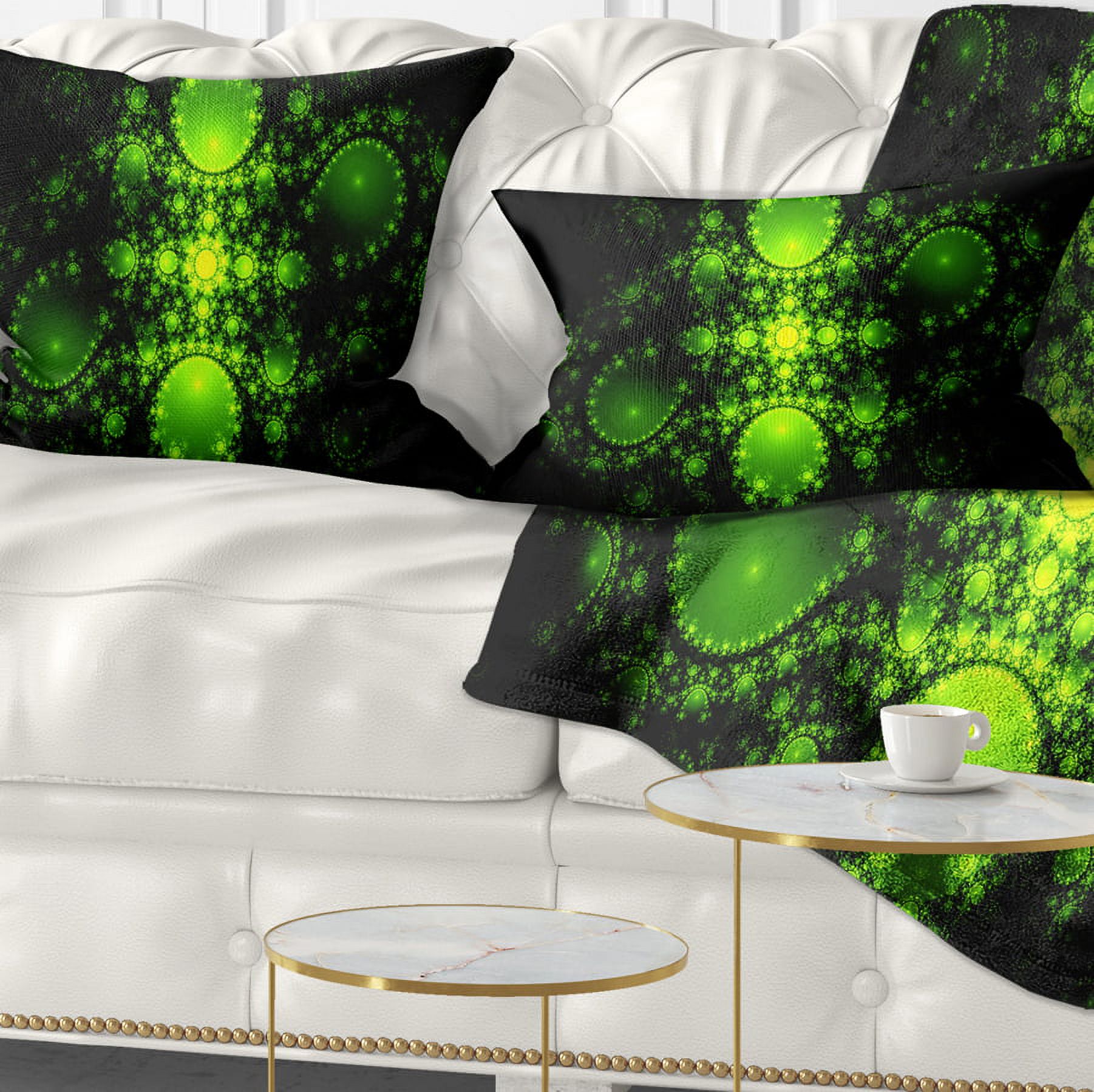 Designart Cabalistic Green Fractal Design - Abstract Throw Pillow - 12x20
