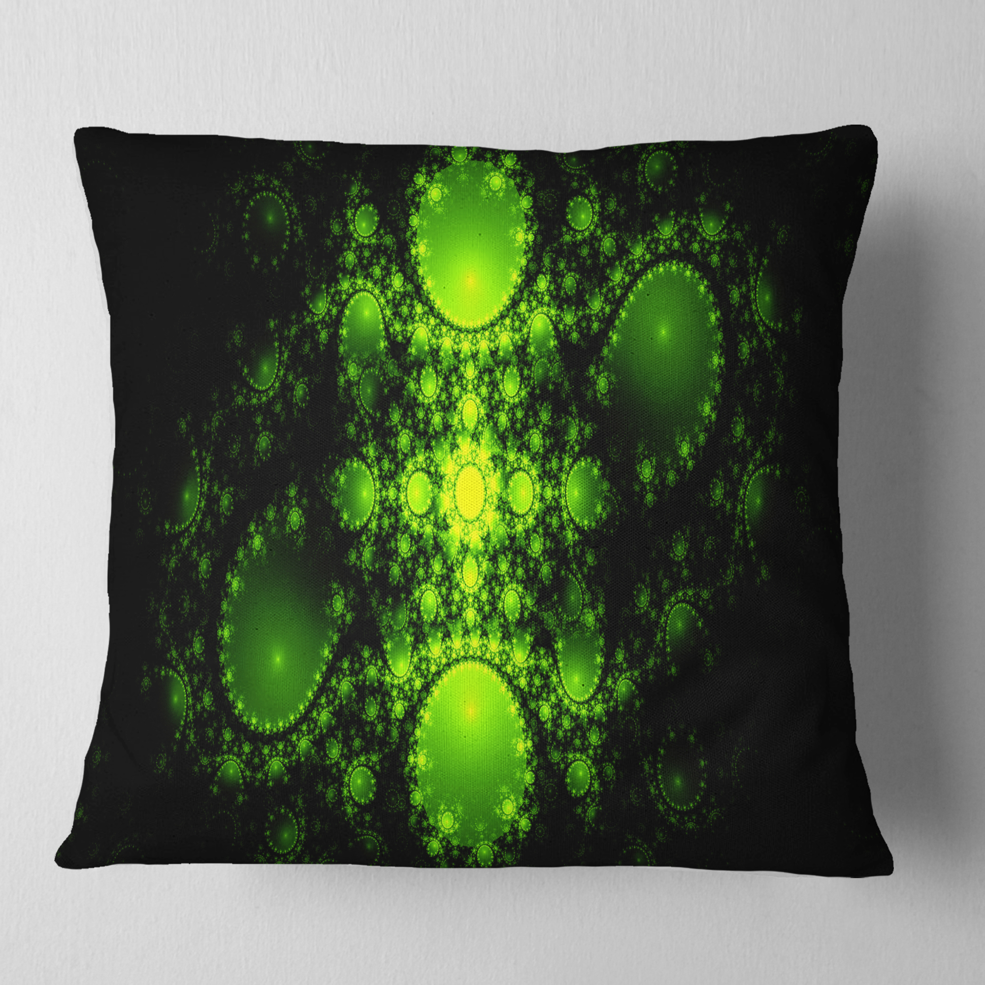 Designart Cabalistic Green Fractal Design - Abstract Throw Pillow - 18x18