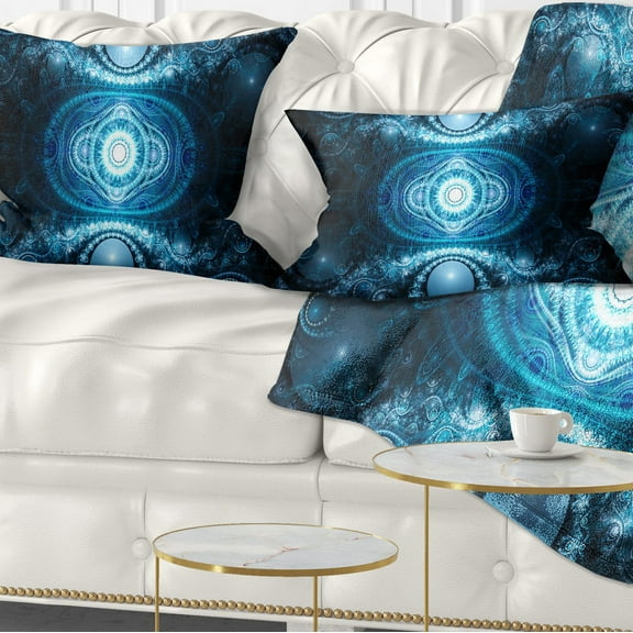 Designart Cabalistic Light Blue Pattern - Abstract Throw Pillow - 12x20