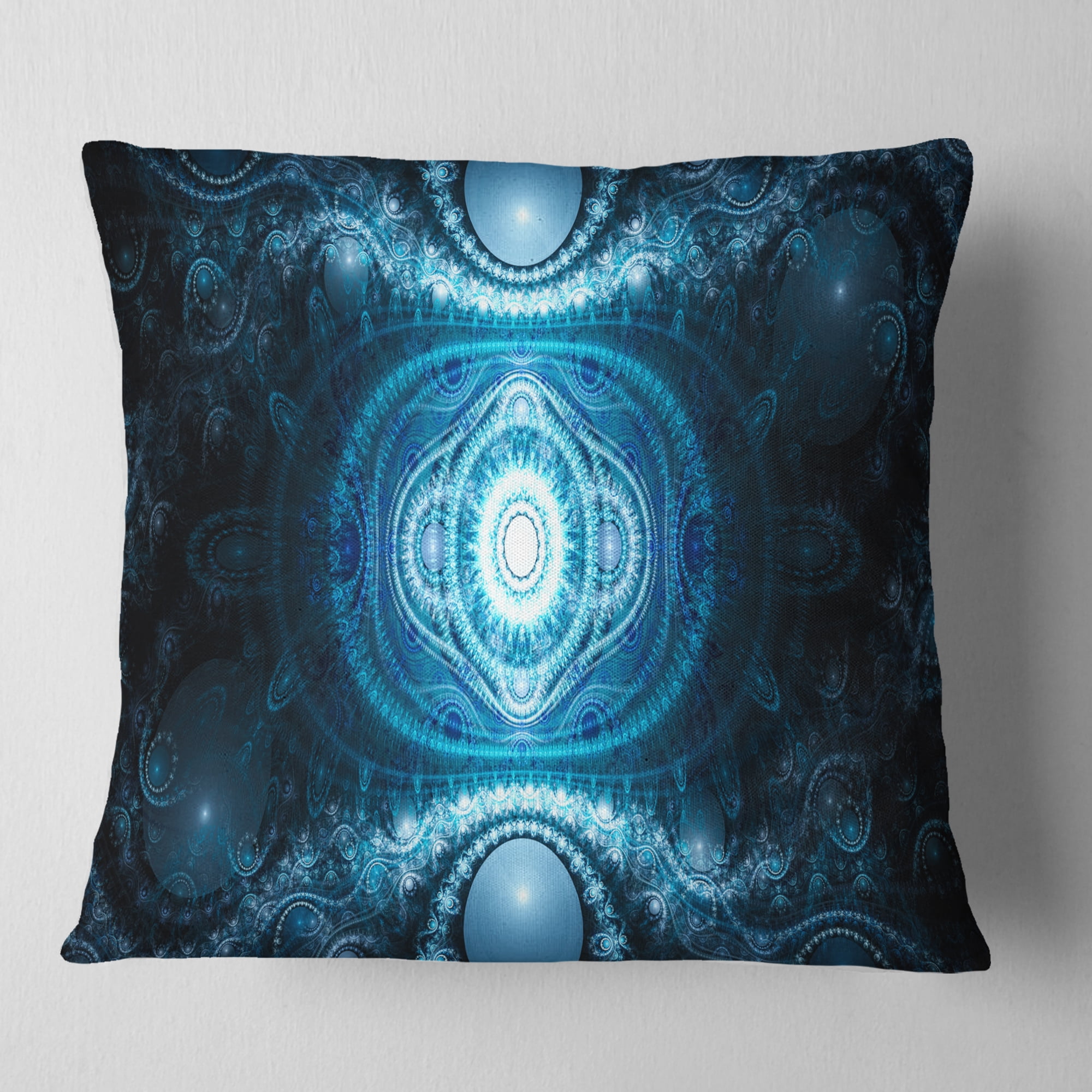 Designart Cabalistic Light Blue Pattern - Abstract Throw Pillow - 16x16
