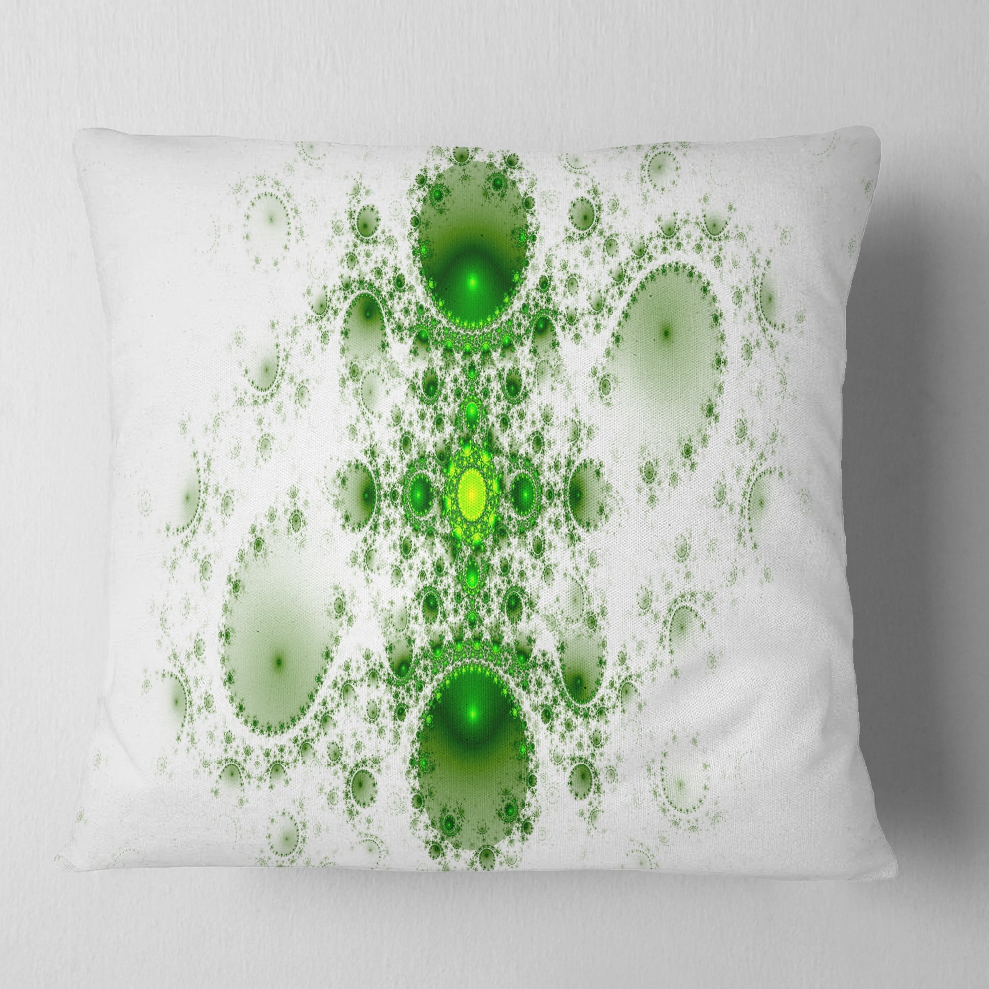 Designart Cabalistic Nature Green Fractal Art - Abstract Throw Pillow - 18x18