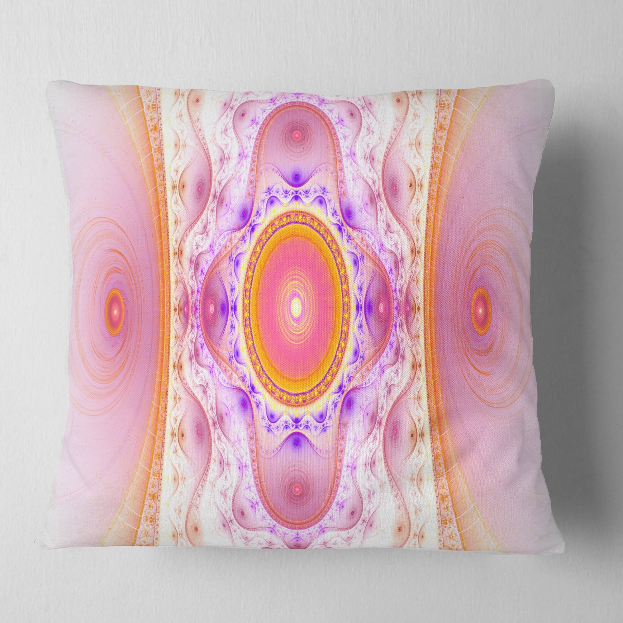 Designart Cabalistic Pink Fractal Design - Abstract Throw Pillow - 18x18