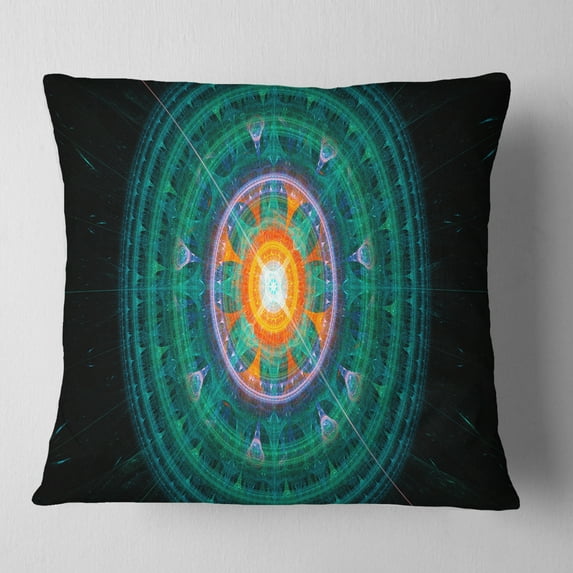 Designart Cabalistic Turquoise Fractal Sphere - Abstract Throw Pillow - 18x18