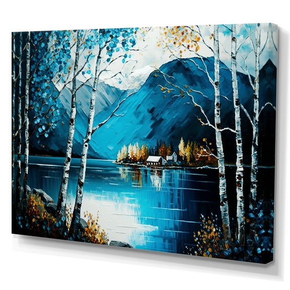 Designart Cabin By A Lake In Fall IV Canvas Wall Art