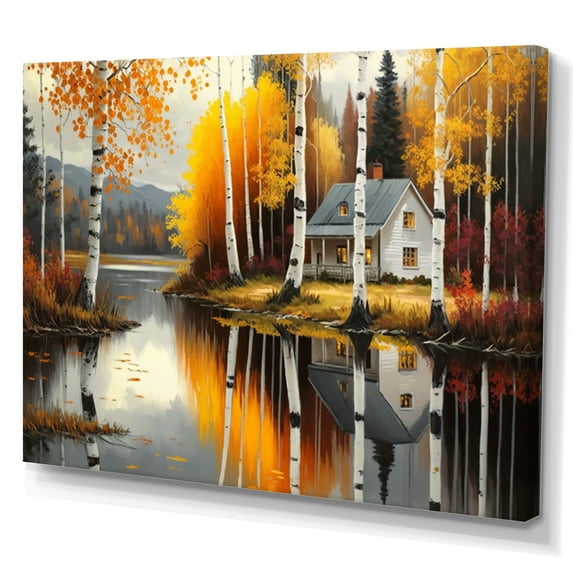 Designart Cabin By The Lake In Summer IV Canvas Wall Art
