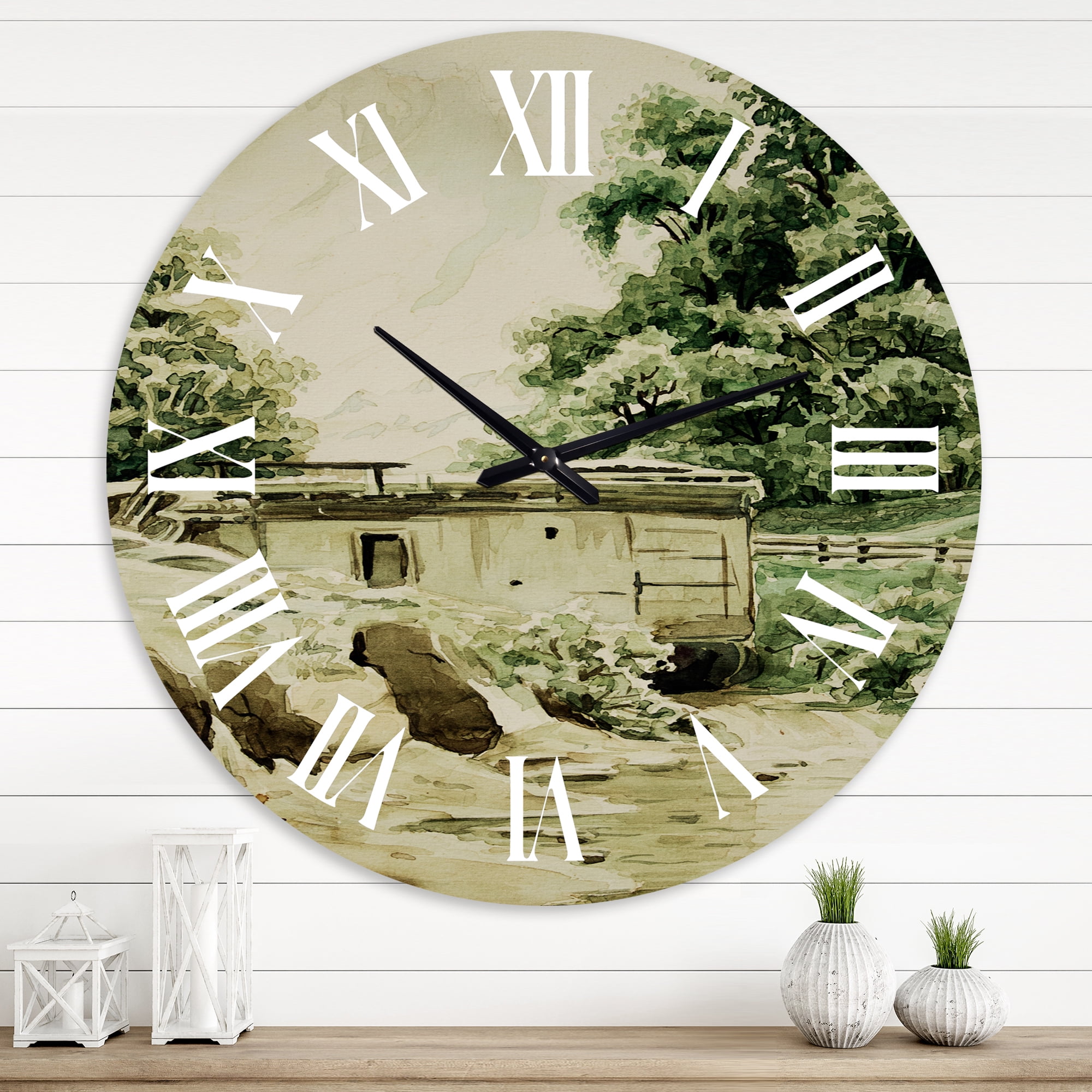 Designart 'Cabin In The Mountains' Cabin & Lodge Wall Clock