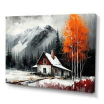 Designart Cabin In The Woods In Winter VI Canvas Wall Art