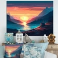 thumbnail image 1 of Designart "Cabin, Lake And Sunset All To Yourself" Landscape Cottage Lake Mountains Canvas Wall Art, 1 of 5